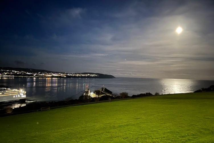 Jane Hill took this photo of the winter full moon seen from Douglas Head