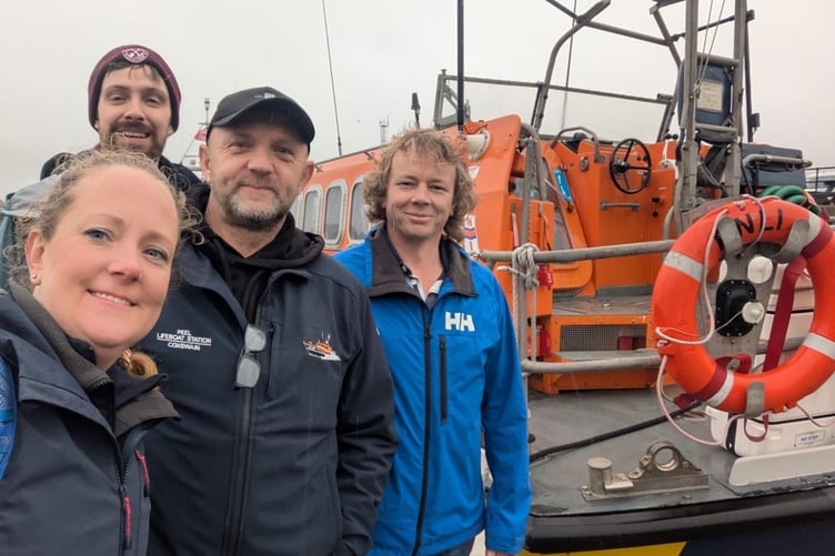 From left: Emily Heaton, James Betteridge, Mike Faragher and Jon Corlett at the end of their journey in Fleetwood