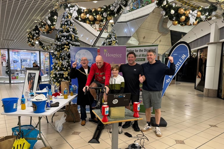 Left to right: Douglas Mayor Steven Crellin, Stephen Pitts, Stephen's son Leyton, Brian McGovern and Stephen Corey