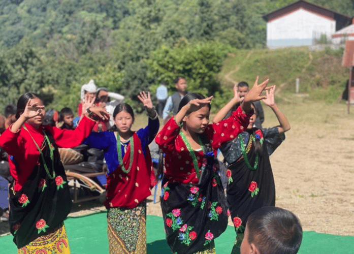 Year 9 students perform a traditional welcome dance at the Opening Ceremony