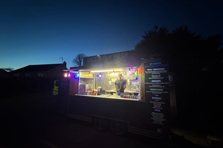 Josh in the festive Get Stuffed food truck