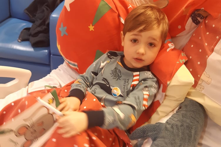 Hector in Noble's Hospital only hours before his brain tumour was discovered