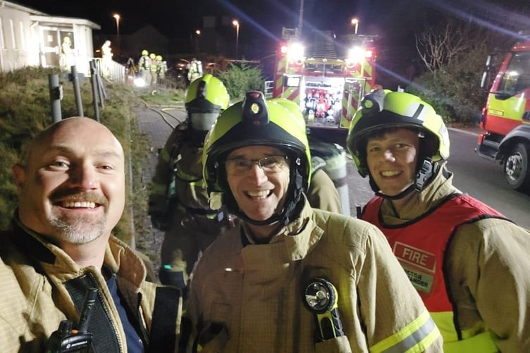 Firefighter Jonathon Cover (centre) has retired from Peel Fire Station
