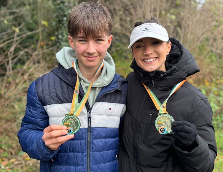 Erika Lockley and Tim Perry with their respective medals at the recent Dublin Grand Prix (Photo: Steve Partington)