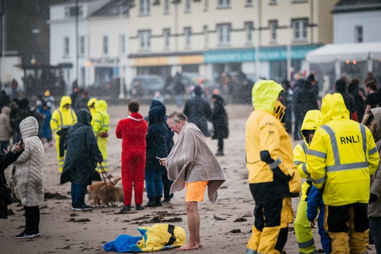 Conditions could have been better a Peel for the New Year's Day dip
