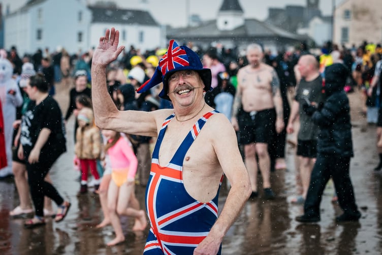 Some swimmers used the British bulldog spirit to get into the water at Peel