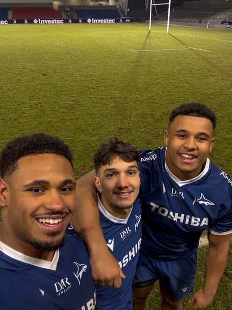 Patreece Bell (right) along with fellow Sale debutants Obi Ene and Dom Hanson