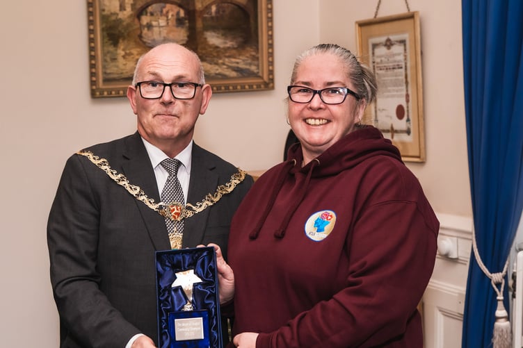 Douglas Mayor Steven Crellin with Shirley Cain from Ed Space