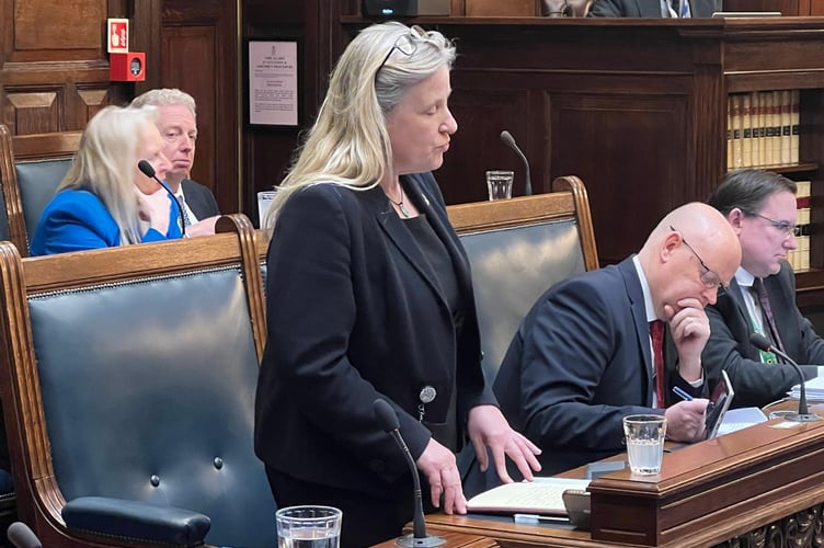 The former DoI Minister Dr Michelle Haywood speaks to Tynwald following her exit from the department on Monday