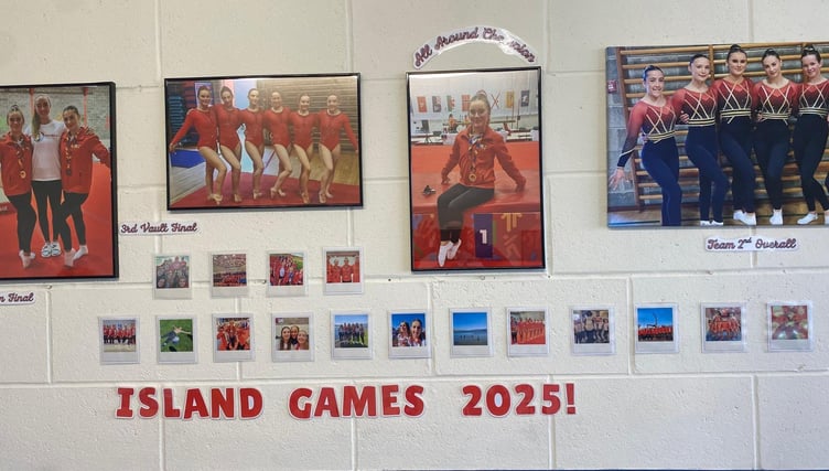 A photo display of the gymnasium's participation in last year's Island Games in Orkney
