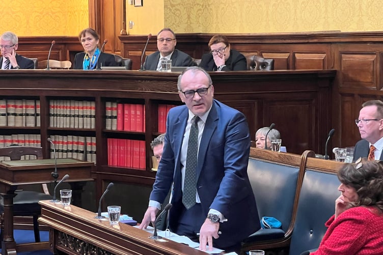 Chief Minister Alfred Cannan gives his urgent statement to Tynwald