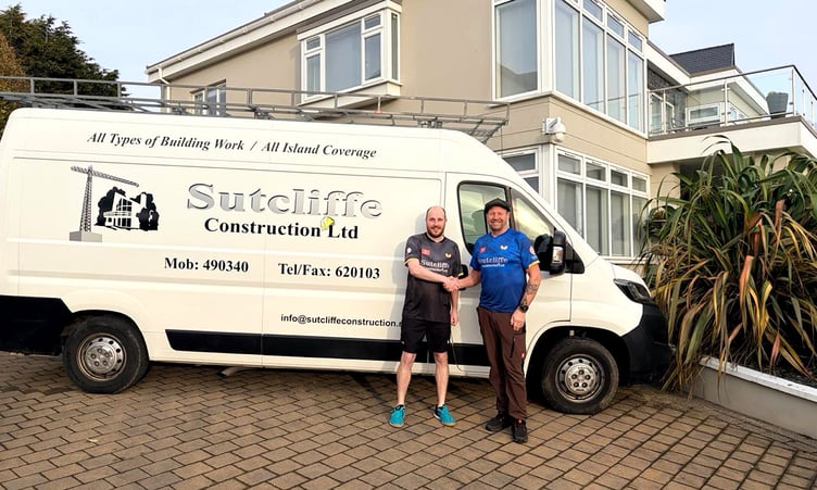 Scott Lewis (left) pictured with Ralph Sutcliffe of key sponsor Sutcliffe Construction Ltd (Photo: Malc Lewis)