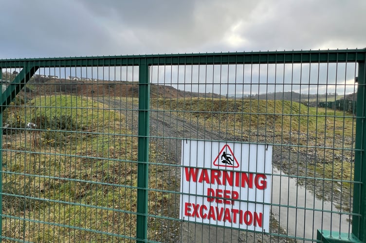 Entrance to the silt storage lagoon at Ballaterson Farm, Peel