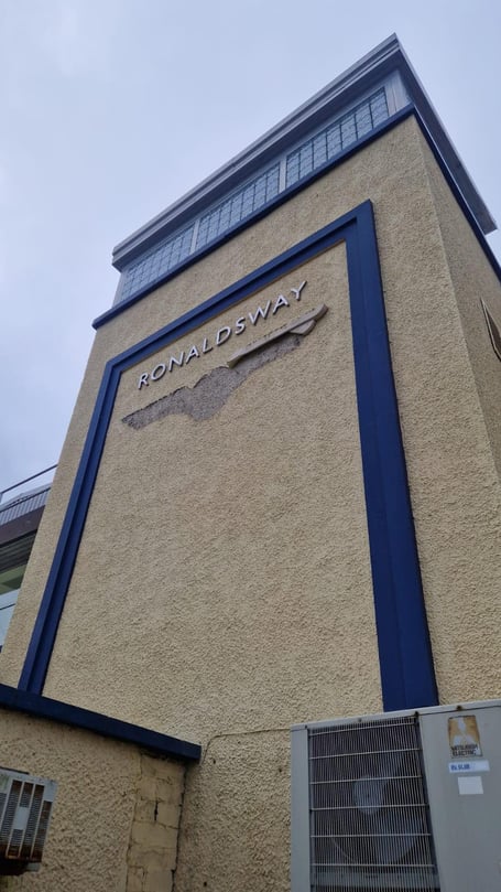 The distinct concrete wings at Isle of Man Airport have disappeared