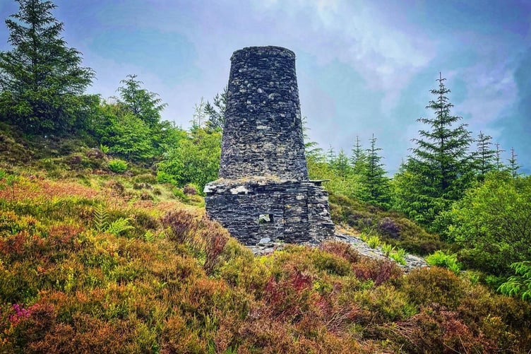The remnants of an old windmill still remains at South Barrule Quarry
