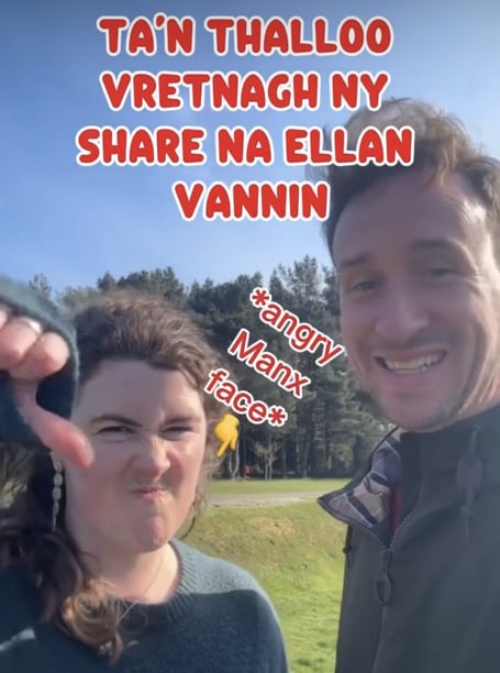 A social media video by Doctor Cymraeg and Learn Manx, featuring Ruth Keggin Gell