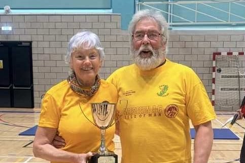 Prior to the action getting underway last weekend, Western AC’s Moira and Geoff Hall deservedly received the Spirit of Track and Field Trophy (Photo: Claire Turner)