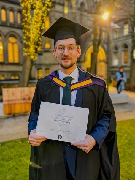 Chris Bartley graduating from the University of Manchester
