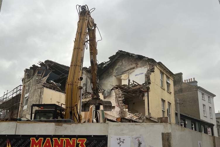 Demolition of buildings on Marina Road, Douglas