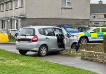 Emergency services at scene as car crashes into garden wall