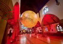 Pictures show giant Mars sculpture on display at cathedral