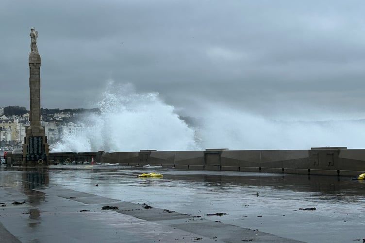 Alison Cowin snapped this shot of the waves crashing over Douglas Promenade