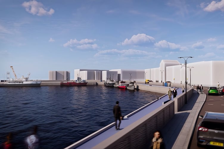 The new wall at Ramsey harbour would protect more than 500 properties from flooding