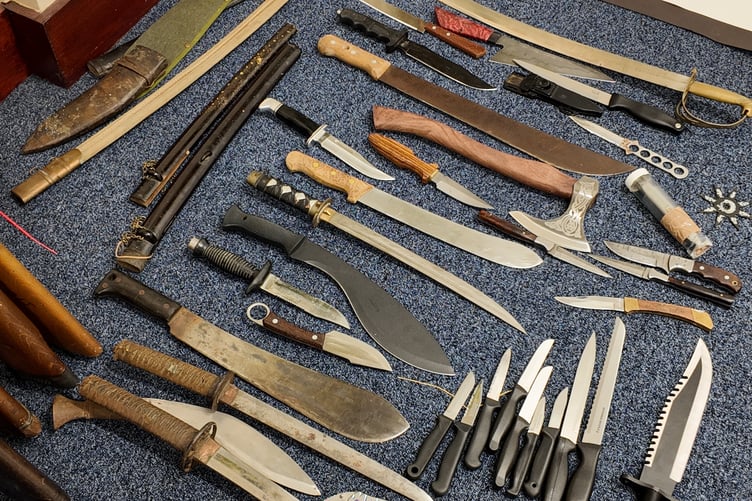 A total of 84 bladed articles were handed in