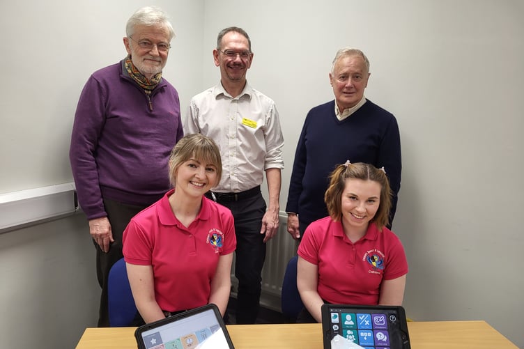 From left: Terry Groves, chairman Henry Bloom Noble Healthcare Trust; Samantha Cook, Aoit customer service; Ken Kinrade, vice chairman HBOT IOM, and Malcolm Clague, Trustee, Henry Bloom Noble Healthcare Trust