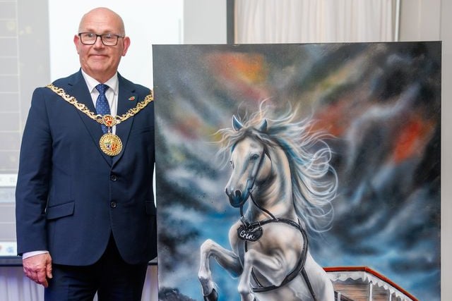 Mayor of Douglas, Isle of Man, Councillor Steven Robert Crellin won the auction, a piece called “Erin” beautifully painted by local artist Inga Paidere