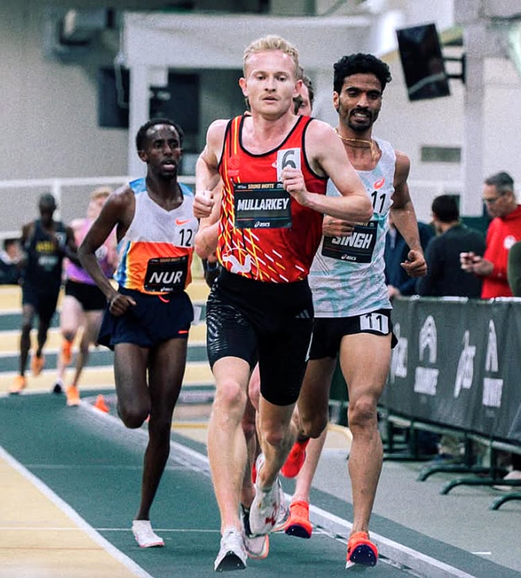 David Mullarkey on his way to setting a new Isle of Man 5km record at the ASICS Sound Invite Meeting in North Carolina last Saturday in a time of 13 minutes 18.40 seconds (Photo: Noble Boutin)