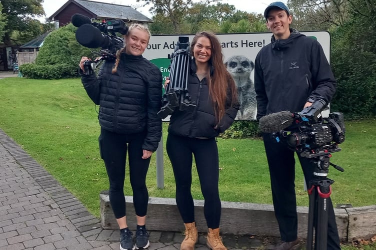 Wildlife presenter Hannah Stitfall (centre) visited the Curraghs Wildlife Park for a segment on BBC One's The One Show
