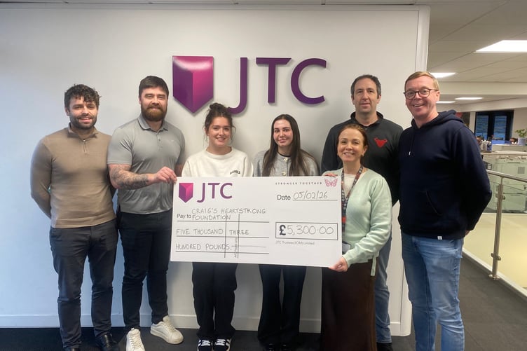 Pictured, left to right: Josh Ridings and Chris Cannell of Craig’s Heartstrong Foundation; JTC’s Lola Brown, Tara Mitchell and Debbie Woollams; and Matthew Palmer and Paul Healey of Craig’s Heartstrong Foundation