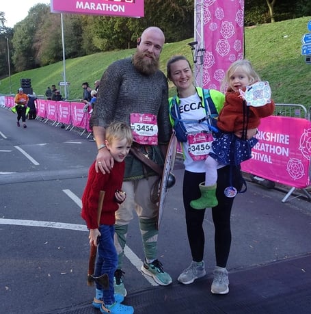 Thomas Bell with his family at the Yorkshire Marathon