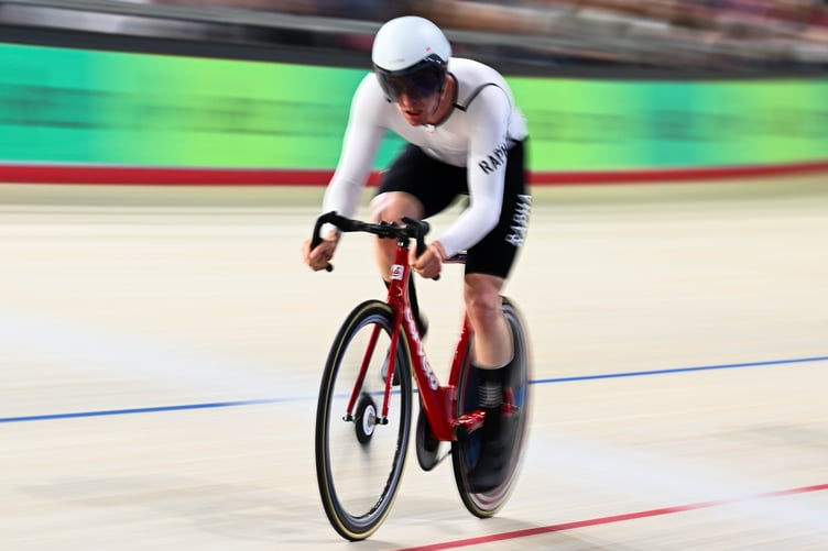 Glen Vine cyclist Matt Bostock on his way to winning the scratch title at last week's Lloyds British National Track Championships in Manchester last Friday (Photo: Olly Hassell/SWpix.com)