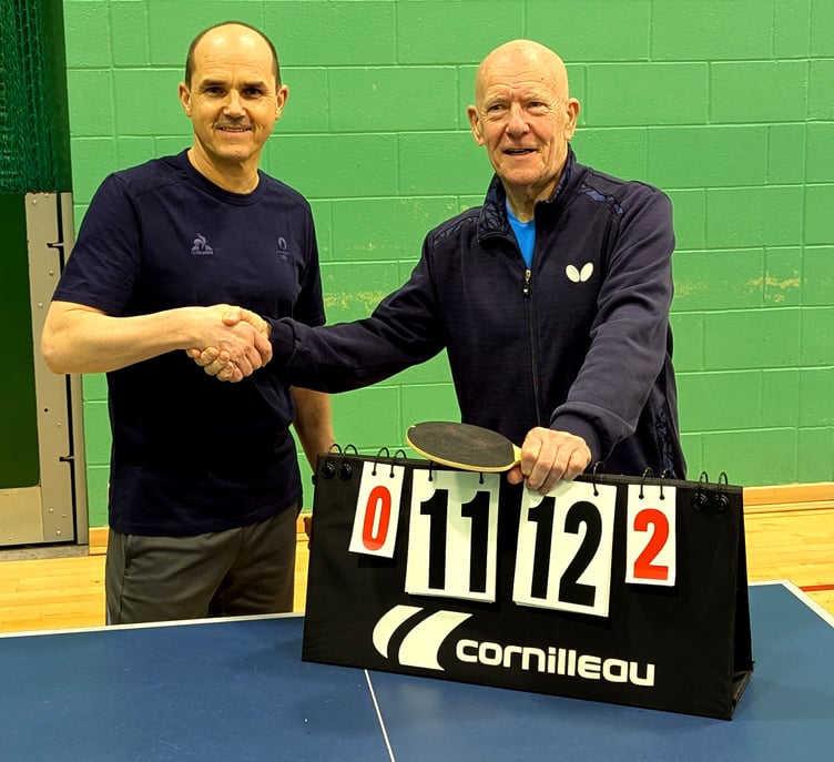 Harold Wilcock Memorial Hardbat winner John Shooter (left) with tournament runner-up John Magnall