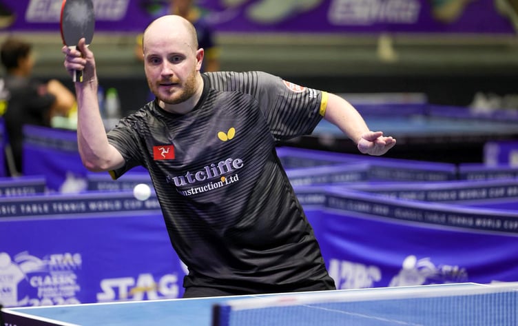 Isle of Man player Scott Lewis in action at the recent STAG Global Classic Table Tennis World Cup in Brazil