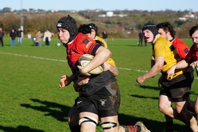 Ramsey skipper Josh Corteen on the charge against Vagabonds at Ballafletcher on Saturday (Photo: John Liver/Mumbles Pics)