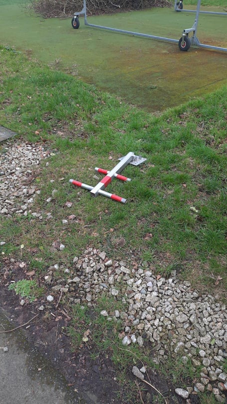 The barrier that stops vehicles entering the Memorial Playing Fields car park during TT and Manx Grand Prix has been damaged and moved