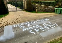 Offensive graffiti daubed outside the home of Michelle Mone and Doug Barrowman