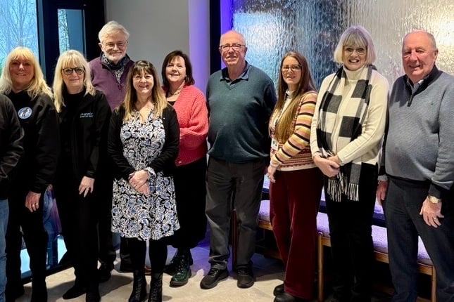 Pictured are trustees of the Isle of Man Anti-Cancer Association alongside the board of Mannin Cancer Help and some of the Minds Matter team