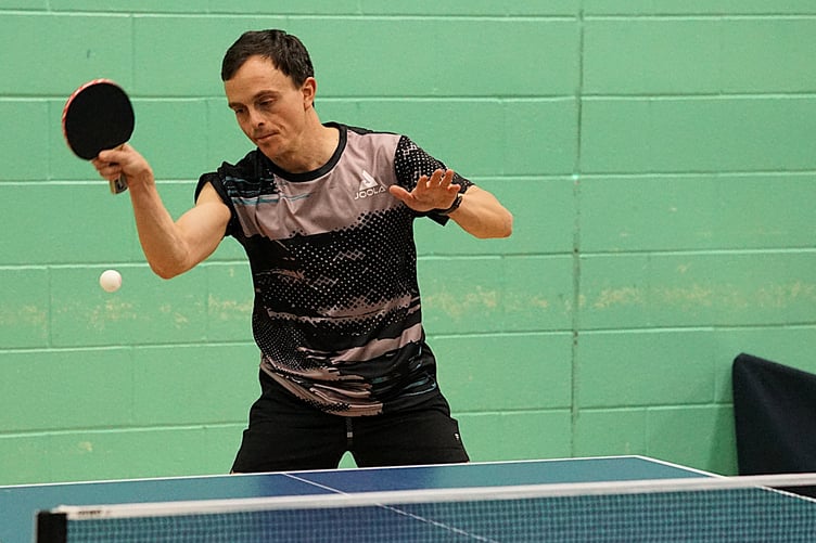 Neil Quane showing his explosive style for Strahallan last week (Photo: Malcolm Lambert)