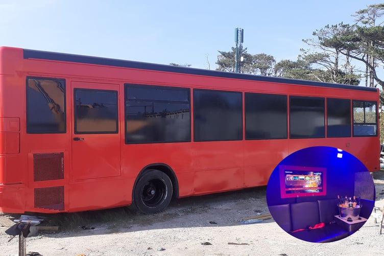 The exterior of the new Party Buzz with a sneak peak inside.