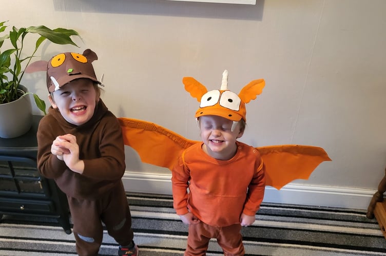 Ben, 4, as The Gruffalo. Reid, 2, as Zog.