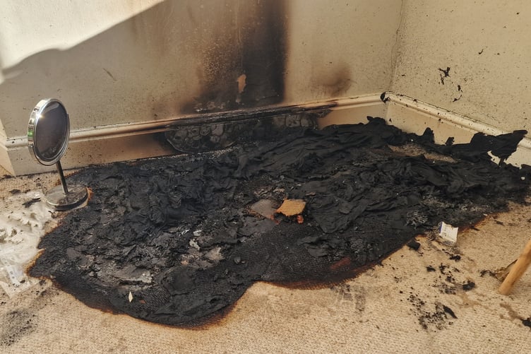 The aftermath of a fire in Laxey caused by sunlight in a mirror