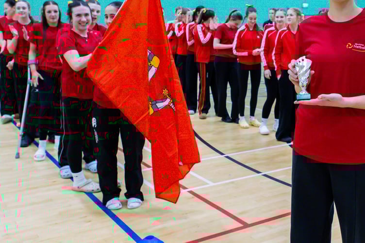 Izzie Burns receiving the runners-up award on behalf of her team after the Isle of Man finished second in the Under-17 Rising Stars Cup at the NSC (Photo: Gary Weightman)
