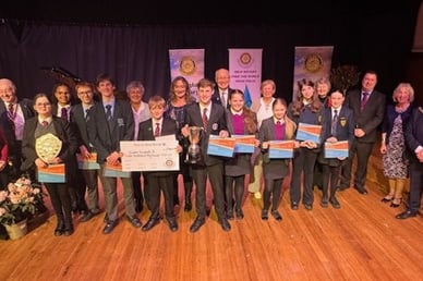 Pupils from all participating school's in the first public speaking event of the year, alongside special guests and organisers from Douglas Rotary Club