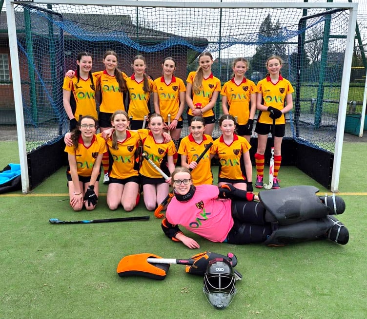 The Isle of Man under-14s girls hockey team that faced their Rugby and East Warwickshire counterparts in the EH Girls U14 Tier2 KO Championships recently