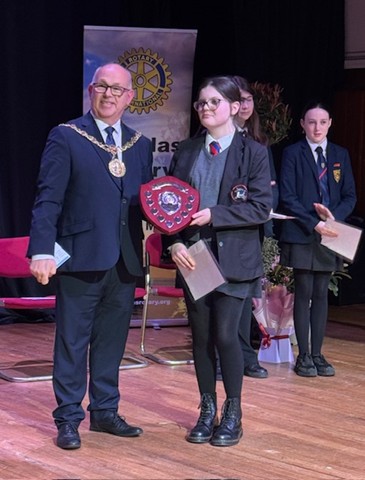 Douglas Mayor Steven Crellin with Emily Whitmore from St Ninians High School