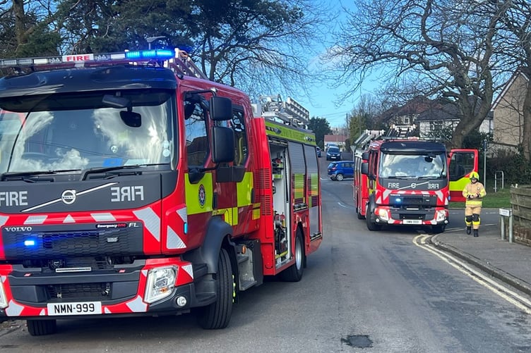 Fire crews at the scene earlier today